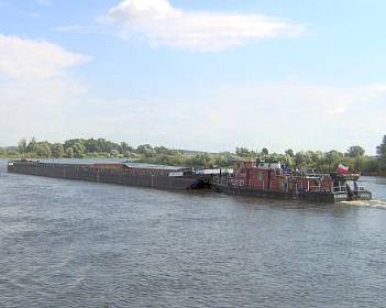 Contemporary grain barges on the Vistula River