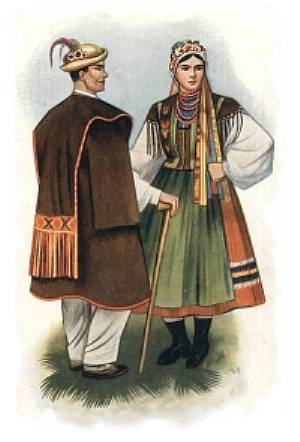 Traditional folk attire worn by the Lemkos